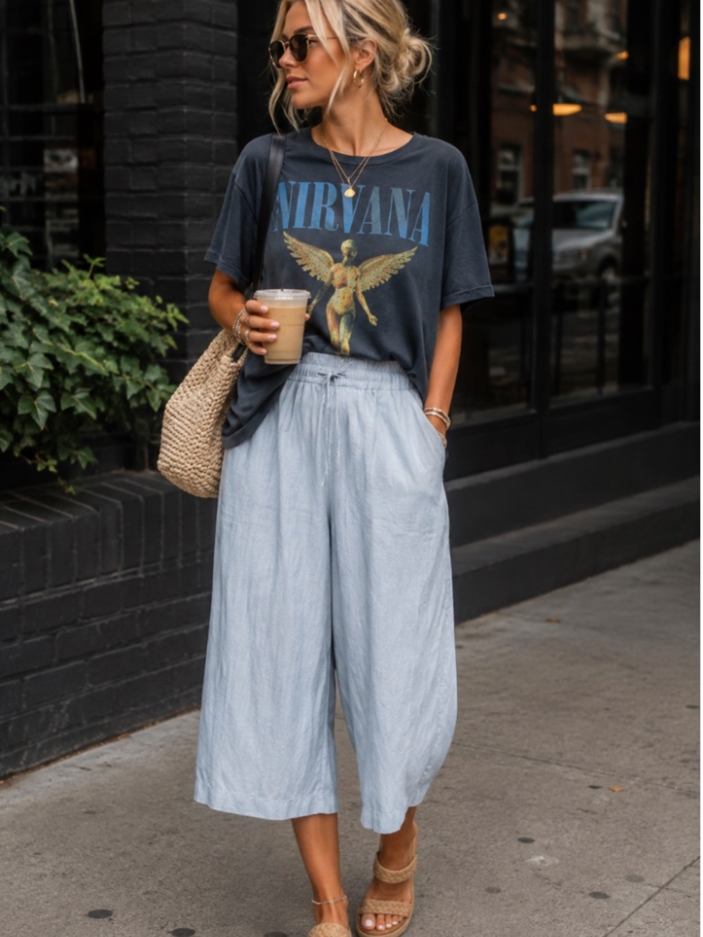 Etiqueta Negra cotton palazzo pants, Size S.